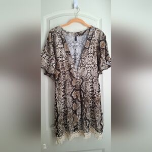 Mar snake print coverup cardigan womens sz M boho luxury western summer cruise